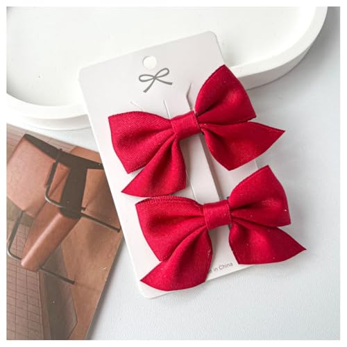 Hrlace 2 Stück Haarschleife Clips Mädchen Schleifen Haarspangen Rutschfeste Krokodil Haarspangen Mode Haarschmuck für Kleinkind Kinder Teenager Mädchen Frauen Weihnachten Geburtstag Rot von Hrlace