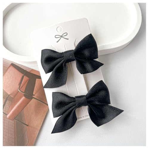Hrlace 2 Stück Haarschleife Clips Mädchen Schleifen Haarspangen Rutschfeste Krokodil Haarspangen Mode Haarschmuck für Kleinkind Kinder Teenager Mädchen Frauen Weihnachten Geburtstag Schwarz von Hrlace