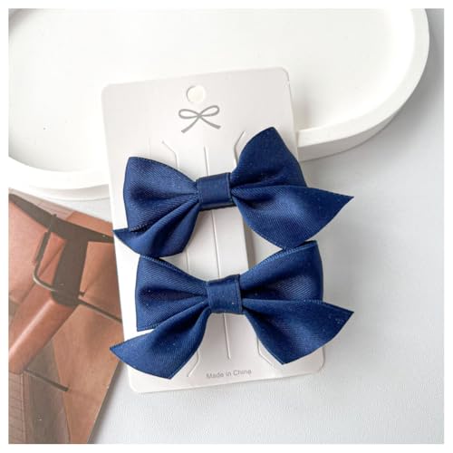Hrlace 2 Stück Haarschleife Clips Mädchen Schleifen Haarspangen Rutschfeste Krokodil Haarspangen Mode Haarschmuck für Kleinkind Kinder Teenager Mädchen Frauen Weihnachten Geburtstag marineblau von Hrlace