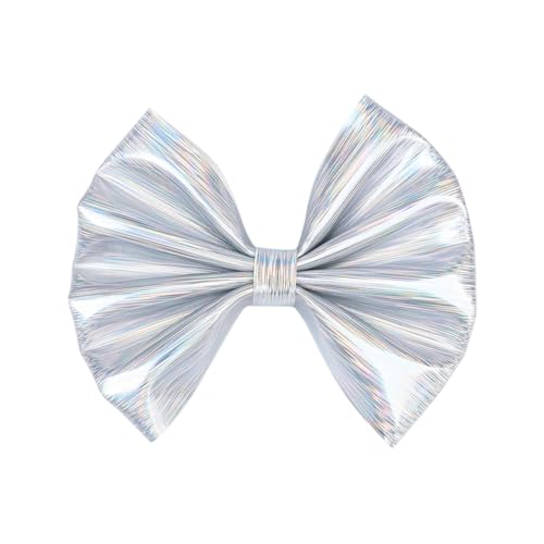 Hrlace 2 Stück Haarschleifen Haarspangen Clips für Mädchen Einfarbige Haarnadel mit Schleife Haarspange Glitzer Haarschleife Clip Haarschmuck Accessoires für Kinder Mädchen Frauen Silber von Hrlace