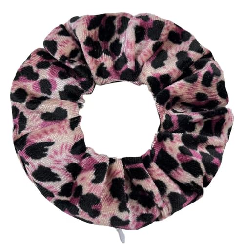 Hrlace 2 Stück Leopard Haargummis mit Reißverschluss Damen Samt-Haargummis mit Geldversteck Elastisches Haarband Weich Scrunchies Reise-Gadgets Haarschmuck für Frauen und Mädchen Rosa von Hrlace