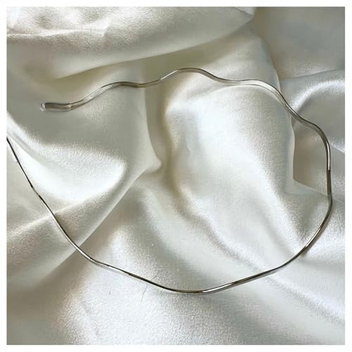 Hrlace 2 Stück Metall Haarband Elastisches Haarreifen Männer Frauen Stirnband Rutschfeste Multi Style Haarbänder für Outdoor Sport Fitness Yoga Make up Waschen Schönheitspflege Silberne Welle von Hrlace