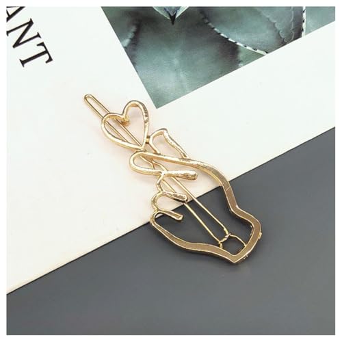 Hrlace 2 Stück Metall Haarspange Damen Süße Haarschmuck Hair Clip Hohlen Haarnadeln Gold Minimalistische Haarspangen Stern Schleifen Herz Haarspange für Hochzeit Party Geschenk Frauen Mädchen #32 von Hrlace