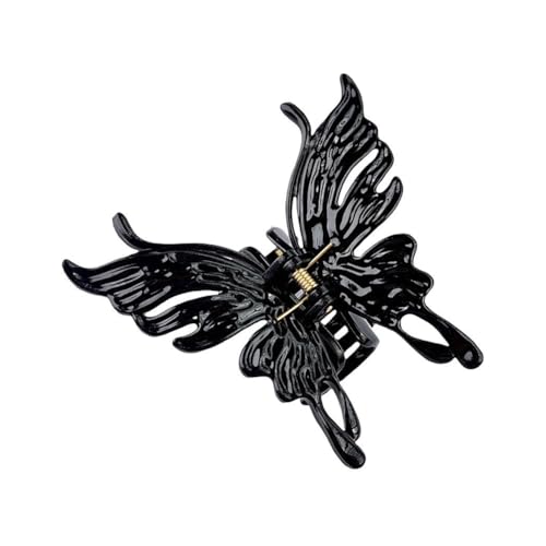 Hrlace 2 Stück Schmetterling Haarspangen Damen Schmetterling Haarclips Große Französisch Haarspange Rutschfest Haarklammer Haarkralle Clips Haarschmuck für Frauen und Mädchen Schwarz von Hrlace
