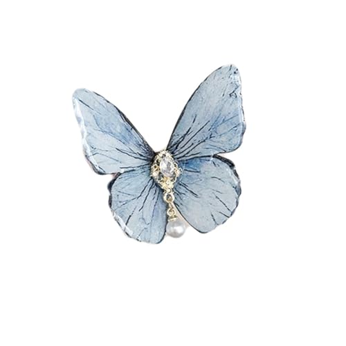 Hrlace 2 Stück Schmetterling Haarspangen Mädchen Haarklammern mit Perlen Haarspange Schmetterlinge mit Clip Haarschmuck Süße Klein Haarclips Haarklammer Haar Accessoire für Damen Kinder Blau grau von Hrlace