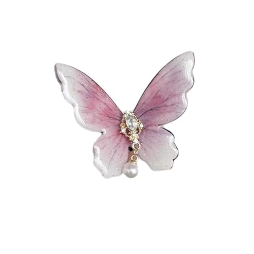 Hrlace 2 Stück Schmetterling Haarspangen Mädchen Haarklammern mit Perlen Haarspange Schmetterlinge mit Clip Haarschmuck Süße Klein Haarclips Haarklammer Haar Accessoire für Damen Kinder Rosa von Hrlace