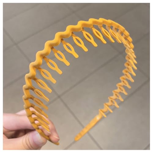 Hrlace 2 Stück Zickzack Haarreif Haifischzahn Haarkamm Haarband Gewellte Stirnband Wellenförmige Haarreifen Rutschfest Stirnbänder für Damen Mädchen Make Up Sport Fitness Tägliches Gelb von Hrlace