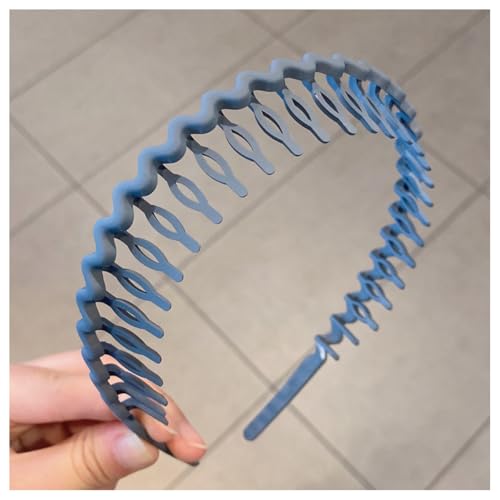 Hrlace 2 Stück Zickzack Haarreif Haifischzahn Haarkamm Haarband Gewellte Stirnband Wellenförmige Haarreifen Rutschfest Stirnbänder für Damen Mädchen Make Up Sport Fitness Tägliches Hellblau von Hrlace