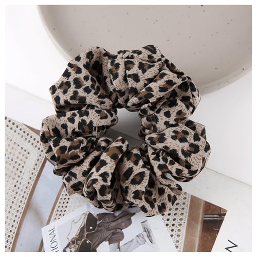 Hrlace 2 Stücke Haargummi für Damen Leopard Scrunchie Elastische Haarbänder Retro-Haargummis mit Leopardenmuster Pferdeschwanz Haarschmuck für Lange Feine Dicke Haare Mädchen Frauen 4# 14x6cm von Hrlace