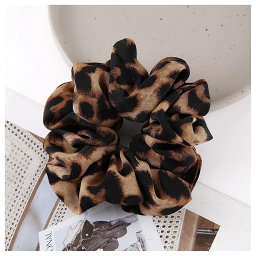 Hrlace 2 Stücke Haargummi für Damen Leopard Scrunchie Elastische Haarbänder Retro-Haargummis mit Leopardenmuster Pferdeschwanz Haarschmuck für Lange Feine Dicke Haare Mädchen Frauen 5# 14x6cm von Hrlace
