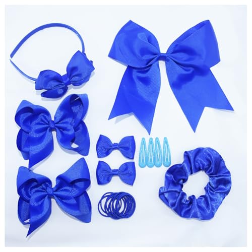 Hrlace 21 Stück Haarschmuck Set für Mädchen Schleife Haarspangen Schleifen Stirnband Elastische Haargummi Haarbänder Haarnadel für Kinder und-Mädchen Weihnachten Geburtstag Geschenk Saphirblau von Hrlace