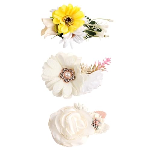 Hrlace 3 Stück Blume Haarklammern Mädchen Künstliche Blumen Haarspangen Haarschmuck Set Baby Haarschleife Blumenclip Kinder kopfblume Haarclip Blume-Haarklammer Haar Clip für Geschenk 17# von Hrlace