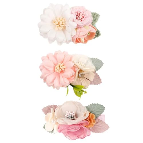 Hrlace 3 Stück Blume Haarklammern Mädchen Künstliche Blumen Haarspangen Haarschmuck Set Baby Haarschleife Blumenclip Kinder kopfblume Haarclip Blume-Haarklammer Haar Clip für Geschenk 24# von Hrlace