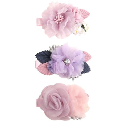 Hrlace 3 Stück Blume Haarklammern Mädchen Künstliche Blumen Haarspangen Haarschmuck Set Baby Haarschleife Blumenclip Kinder kopfblume Haarclip Blume-Haarklammer Haar Clip für Geschenk 30# von Hrlace