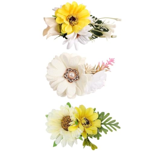 Hrlace 3 Stück Blume Haarklammern Mädchen Künstliche Blumen Haarspangen Haarschmuck Set Baby Haarschleife Blumenclip Kinder kopfblume Haarclip Blume-Haarklammer Haar Clip für Geschenk 34# von Hrlace
