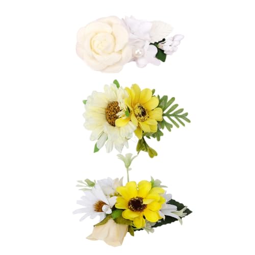 Hrlace 3 Stück Blume Haarklammern Mädchen Künstliche Blumen Haarspangen Haarschmuck Set Baby Haarschleife Blumenclip Kinder kopfblume Haarclip Blume-Haarklammer Haar Clip für Geschenk 35# von Hrlace