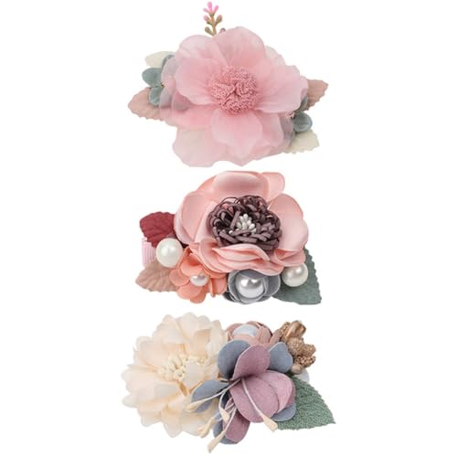 Hrlace 3 Stück Blume Haarklammern Mädchen Künstliche Blumen Haarspangen Haarschmuck Set Baby Haarschleife Blumenclip Kinder kopfblume Haarclip Blume-Haarklammer Haar Clip für Geschenk 7# von Hrlace