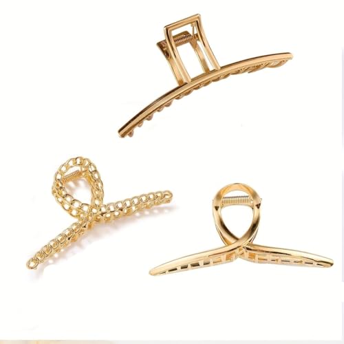 Hrlace 3 Stück Große Haarklammer Metall Haarspangen Damen Große Haarklammern für Dickes Dünnes Haar Rutschfeste Klaue Clips Haarnadel Haarstyling Metal Haarspange für Frauen Mädchen B von Hrlace
