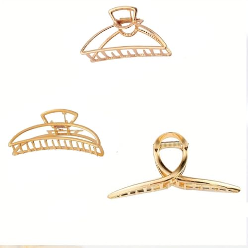 Hrlace 3 Stück Große Haarklammer Metall Haarspangen Damen Große Haarklammern für Dickes Dünnes Haar Rutschfeste Klaue Clips Haarnadel Haarstyling Metal Haarspange für Frauen Mädchen D von Hrlace