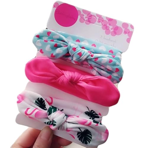 Hrlace 3 Stück Set Baby Mädchen Stirnbänder Bowknot Haarband Stirnband mit Weiche Schleife Elastisches Haarbänder Haarschleifen Haarschmuck für Kinder Kleinkinder Säuglinge Neugeborene 15# von Hrlace