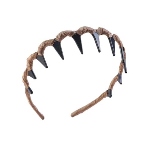 Hrlace 3 Stück Stirnband Zick-Zack Haarkamm Gewellte Haarreifen Haifischzahn Stirnband Tuch Zickzack Haarschmuck Rutschfestes Haarband für Damen Mädchen Sport Tägliches Make Up Fitness Champagner von Hrlace