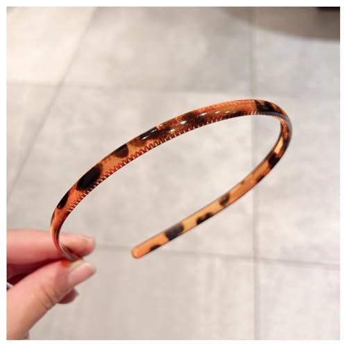 Hrlace 4 Stück Haarband Rutschfeste Haarreifen Kunststoff Stirnbänder 8mm Dünne Haarbänder mit Anti-rutsch Zähne DIY-Haarband Einfach Haarreif Plastik Stirnband für Frauen und Männer Kaffee Leoparden von Hrlace