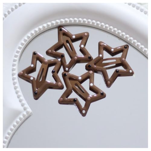 Hrlace 40 Stück Stern Haarspangen Y2K Haarschmuck Bunte Stern-Haarspange Star-Haarclips Mädchen Klein Haarklammern Kinder Niedlichen Haar Clips Hair-Accessories für Damen Polka Dot Braun von Hrlace