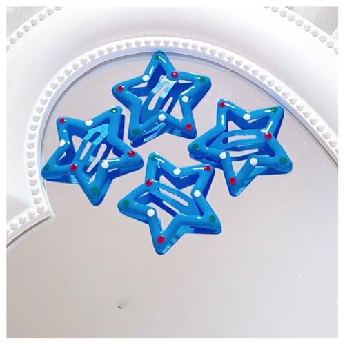 Hrlace 40 Stück Stern Haarspangen Y2K Haarschmuck Bunte Stern-Haarspange Star-Haarclips Mädchen Klein Haarklammern Kinder Niedlichen Haar Clips Hair-Accessories für Damen Polka Dot Dunkelblau von Hrlace