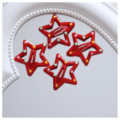 Hrlace 40 Stück Stern Haarspangen Y2K Haarschmuck Bunte Stern-Haarspange Star-Haarclips Mädchen Klein Haarklammern Kinder Niedlichen Haar Clips Hair-Accessories für Damen Polka Dot Großes Rot von Hrlace