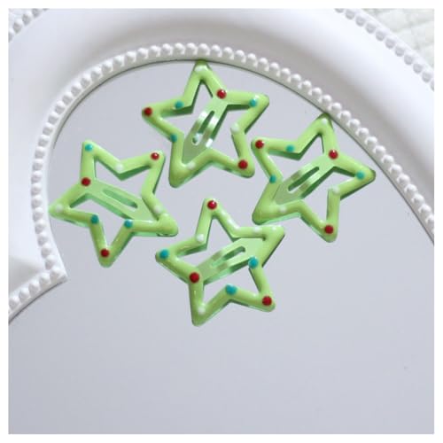 Hrlace 40 Stück Stern Haarspangen Y2K Haarschmuck Bunte Stern-Haarspange Star-Haarclips Mädchen Klein Haarklammern Kinder Niedlichen Haar Clips Hair-Accessories für Damen Polka Dot Grün von Hrlace