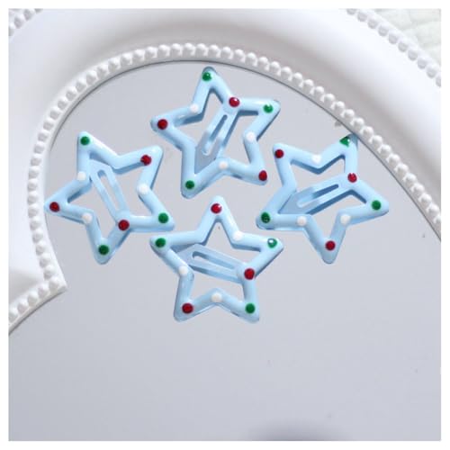 Hrlace 40 Stück Stern Haarspangen Y2K Haarschmuck Bunte Stern-Haarspange Star-Haarclips Mädchen Klein Haarklammern Kinder Niedlichen Haar Clips Hair-Accessories für Damen Polka Dot Hellblau von Hrlace