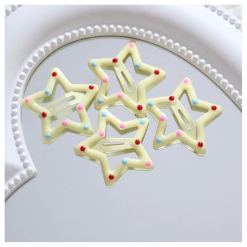 Hrlace 40 Stück Stern Haarspangen Y2K Haarschmuck Bunte Stern-Haarspange Star-Haarclips Mädchen Klein Haarklammern Kinder Niedlichen Haar Clips Hair-Accessories für Damen Polka Dot Hellgelb von Hrlace
