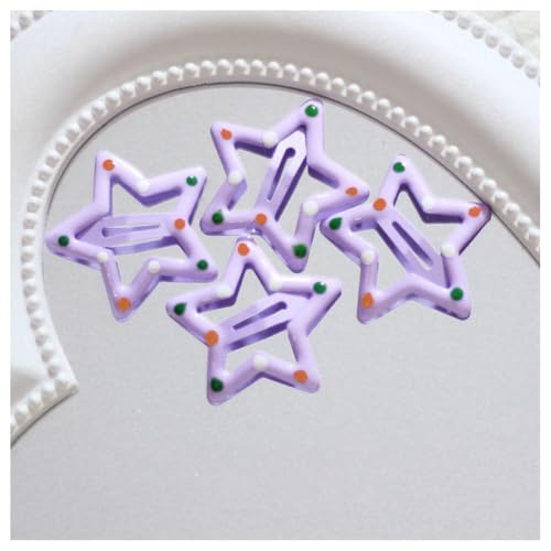 Hrlace 40 Stück Stern Haarspangen Y2K Haarschmuck Bunte Stern-Haarspange Star-Haarclips Mädchen Klein Haarklammern Kinder Niedlichen Haar Clips Hair-Accessories für Damen Polka Dot Hellviolett von Hrlace