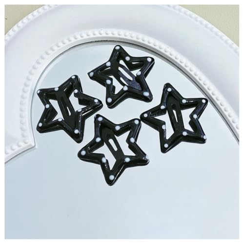 Hrlace 40 Stück Stern Haarspangen Y2K Haarschmuck Bunte Stern-Haarspange Star-Haarclips Mädchen Klein Haarklammern Kinder Niedlichen Haar Clips Hair-Accessories für Damen Polka Dot Schwarz von Hrlace