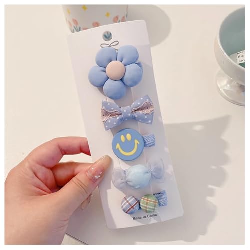 Hrlace 5 Stück Haarspangen Mädchen Niedlicher Haarnadel bunte Kleine Blumen Schleifen Haarschmuck handgemachte Stoff Haarschellen Haarschleifen-Haarspangen für Baby Kleinkinder Kinder Teenager 12# von Hrlace