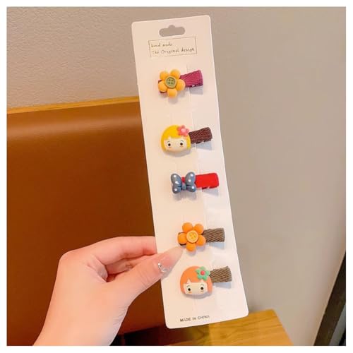 Hrlace 5 Stück Haarspangen Mädchen Niedlicher Haarnadel bunte Kleine Blumen Schleifen Haarschmuck handgemachte Stoff Haarschellen Haarschleifen-Haarspangen für Baby Kleinkinder Kinder Teenager 14# von Hrlace