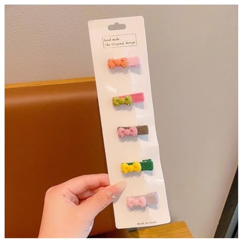 Hrlace 5 Stück Haarspangen Mädchen Niedlicher Haarnadel bunte Kleine Blumen Schleifen Haarschmuck handgemachte Stoff Haarschellen Haarschleifen-Haarspangen für Baby Kleinkinder Kinder Teenager 15# von Hrlace