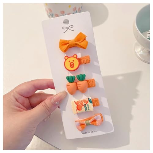 Hrlace 5 Stück Haarspangen Mädchen Niedlicher Haarnadel bunte Kleine Blumen Schleifen Haarschmuck handgemachte Stoff Haarschellen Haarschleifen-Haarspangen für Baby Kleinkinder Kinder Teenager 19# von Hrlace