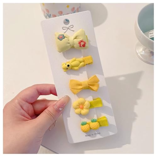 Hrlace 5 Stück Haarspangen Mädchen Niedlicher Haarnadel bunte Kleine Blumen Schleifen Haarschmuck handgemachte Stoff Haarschellen Haarschleifen-Haarspangen für Baby Kleinkinder Kinder Teenager 20# von Hrlace