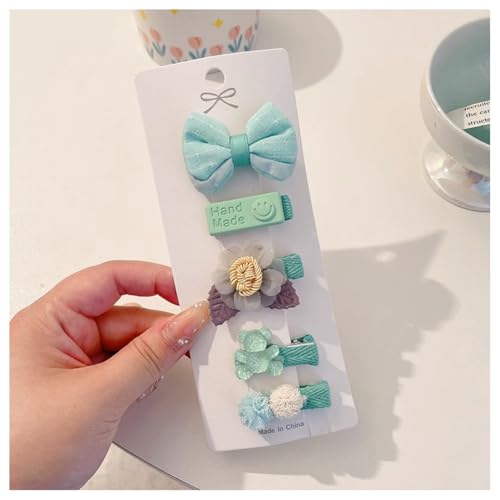 Hrlace 5 Stück Haarspangen Mädchen Niedlicher Haarnadel bunte Kleine Blumen Schleifen Haarschmuck handgemachte Stoff Haarschellen Haarschleifen-Haarspangen für Baby Kleinkinder Kinder Teenager 22# von Hrlace