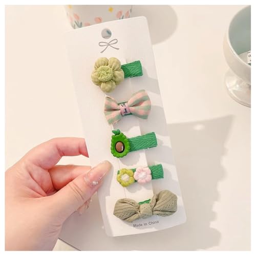 Hrlace 5 Stück Haarspangen Mädchen Niedlicher Haarnadel bunte Kleine Blumen Schleifen Haarschmuck handgemachte Stoff Haarschellen Haarschleifen-Haarspangen für Baby Kleinkinder Kinder Teenager 23# von Hrlace