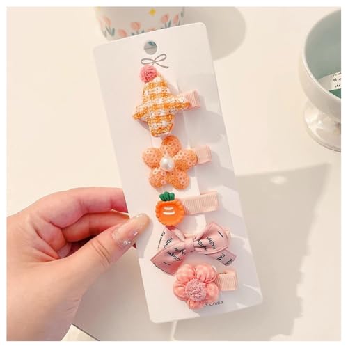 Hrlace 5 Stück Haarspangen Mädchen Niedlicher Haarnadel bunte Kleine Blumen Schleifen Haarschmuck handgemachte Stoff Haarschellen Haarschleifen-Haarspangen für Baby Kleinkinder Kinder Teenager 25# von Hrlace