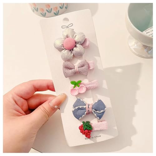 Hrlace 5 Stück Haarspangen Mädchen Niedlicher Haarnadel bunte Kleine Blumen Schleifen Haarschmuck handgemachte Stoff Haarschellen Haarschleifen-Haarspangen für Baby Kleinkinder Kinder Teenager 26# von Hrlace