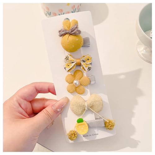 Hrlace 5 Stück Haarspangen Mädchen Niedlicher Haarnadel bunte Kleine Blumen Schleifen Haarschmuck handgemachte Stoff Haarschellen Haarschleifen-Haarspangen für Baby Kleinkinder Kinder Teenager 27# von Hrlace