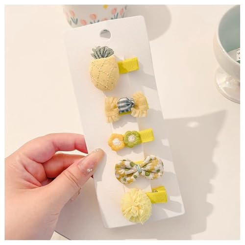 Hrlace 5 Stück Haarspangen Mädchen Niedlicher Haarnadel bunte Kleine Blumen Schleifen Haarschmuck handgemachte Stoff Haarschellen Haarschleifen-Haarspangen für Baby Kleinkinder Kinder Teenager 28# von Hrlace