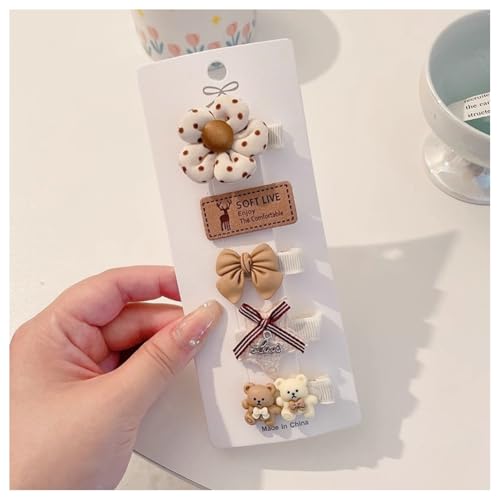 Hrlace 5 Stück Haarspangen Mädchen Niedlicher Haarnadel bunte Kleine Blumen Schleifen Haarschmuck handgemachte Stoff Haarschellen Haarschleifen-Haarspangen für Baby Kleinkinder Kinder Teenager 6# von Hrlace