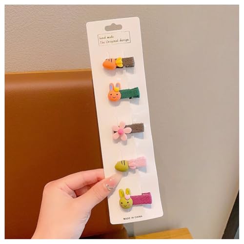 Hrlace 5 Stück Haarspangen Mädchen Niedlicher Haarnadel bunte Kleine Blumen Schleifen Haarschmuck handgemachte Stoff Haarschellen Haarschleifen-Haarspangen für Baby Kleinkinder Kinder Teenager 8# von Hrlace