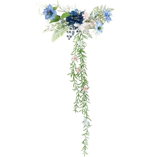 Hrlace Blume Haarspangen Blumenkranz Braut künstliche Greenery Blumen Kopfstück Haarkämme Haarschmuck Clip für Damen Mädchen Bräute Brautjungfern Hochzeit Zeremonie Party Festival Strand Blau von Hrlace