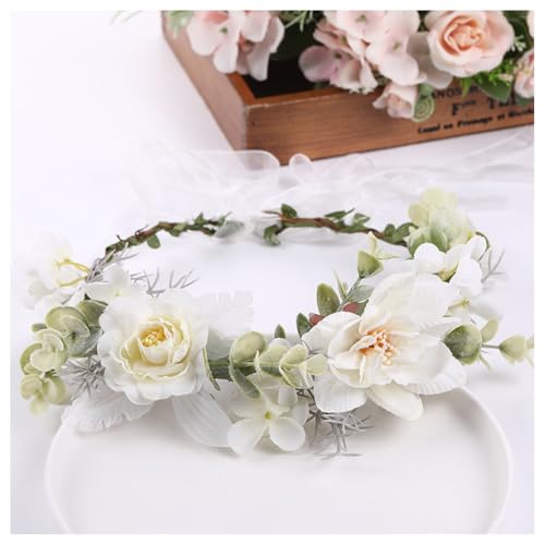 Hrlace Blumenkranz Haare Haarkranz Blumen Haarreif Blumenkrone für Mädchen Frauen Künstliche Blumen-Stirnbänder Blumenstirnband mit Band für Hochzeit Geburtstag Party Strand Braut Brautjungfer 30# von Hrlace