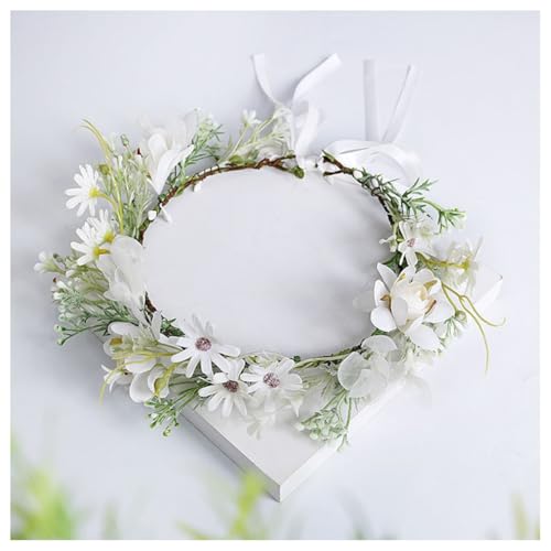 Hrlace Blumenkranz Haare Haarkranz Blumen Haarreif Blumenkrone für Mädchen Frauen Künstliche Blumen-Stirnbänder Blumenstirnband mit Band für Hochzeit Geburtstag Party Strand Braut Brautjungfer 12# von Hrlace